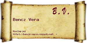 Bencz Vera névjegykártya